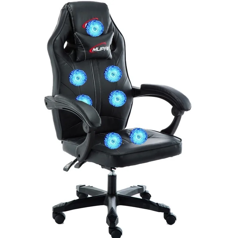 black Высококачественное офисное кресло Poltrona Silla Gamer Esports 7 точечный массаж колесо Синтетическая кожа с подставкой для ног может лежать дома - Цвет: black