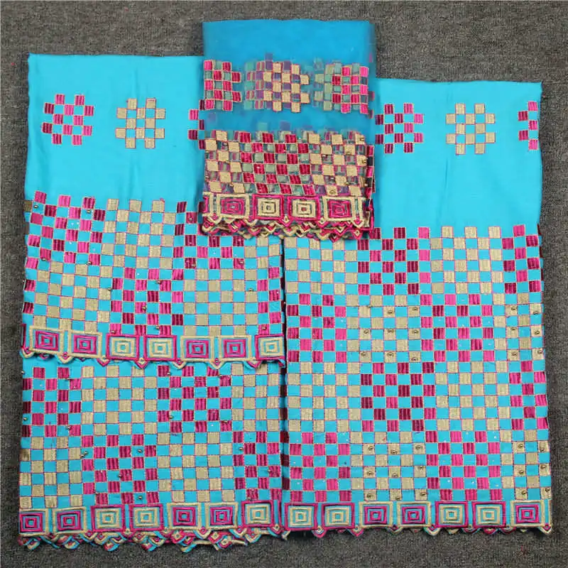 Фиолетовое зеленое швейцарское хлопковое кружево 3 шт./компл. африканская вуаль