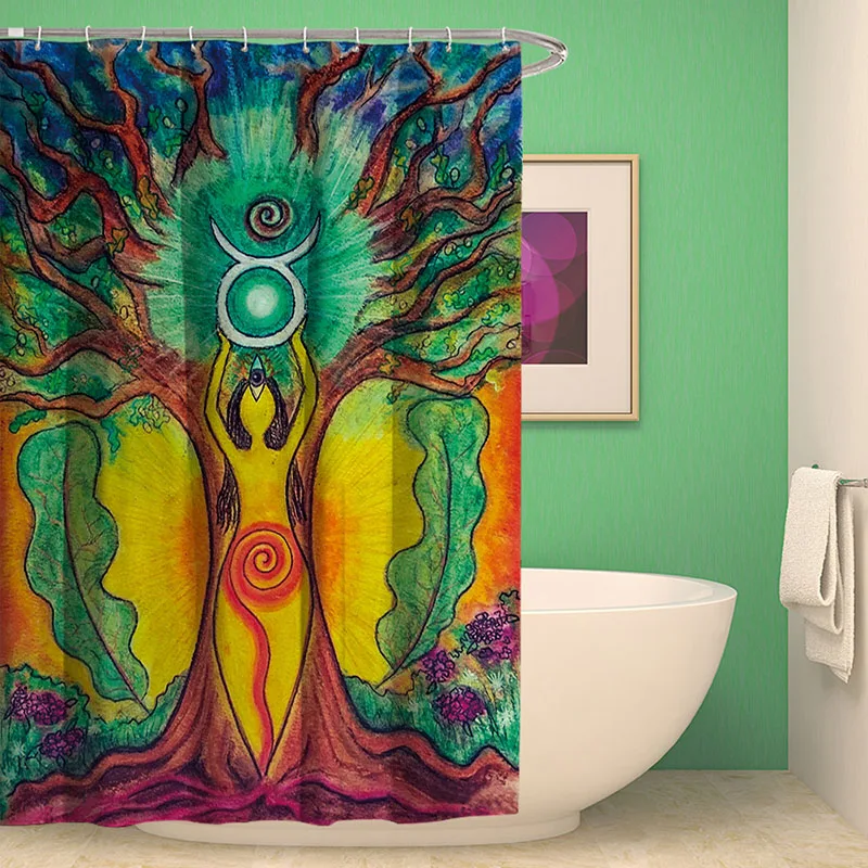 Полиэстеровая занавеска для душа с 3D принтом статуя Будды экраны ванной