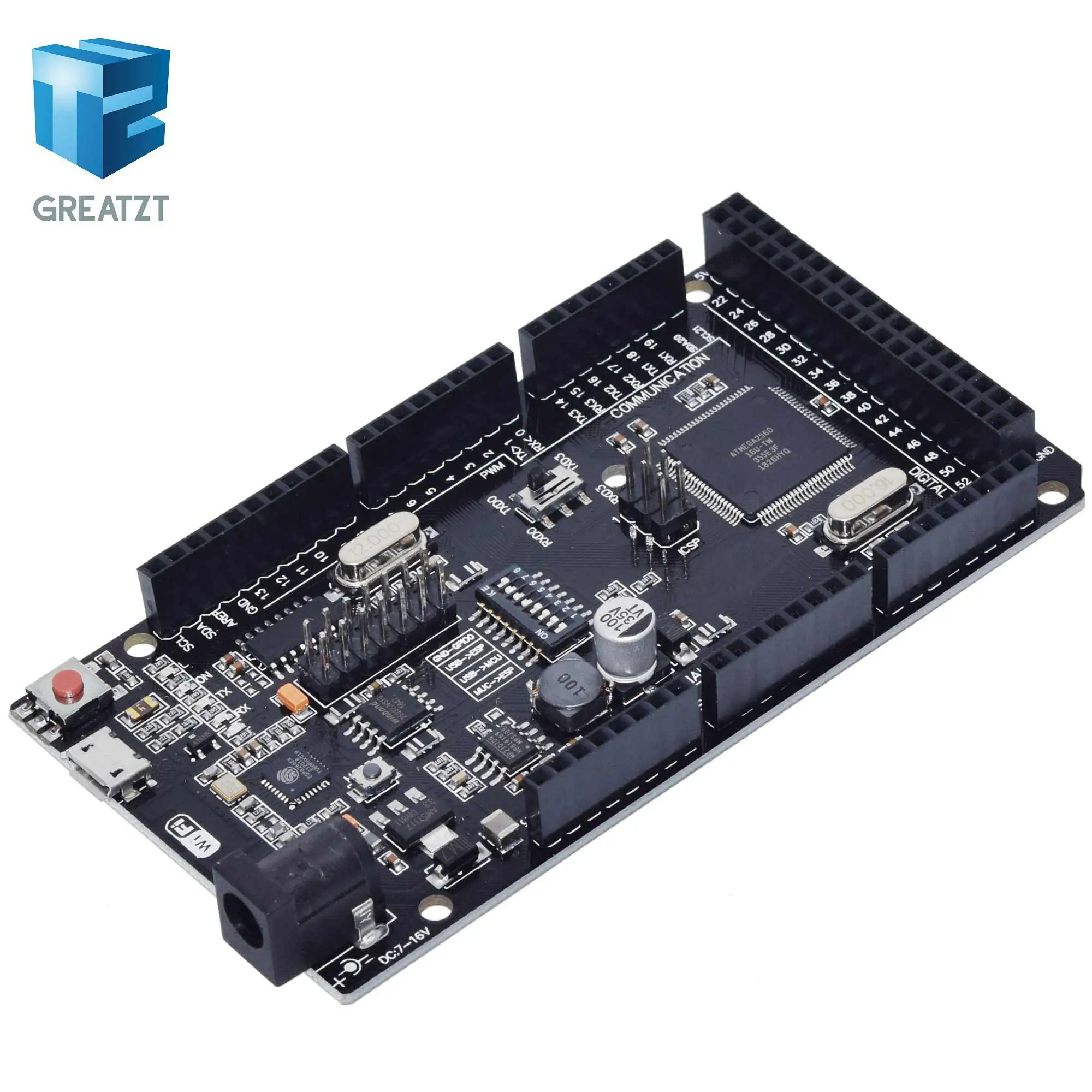 GREATZT Мега + WiFi R3 ATmega2560 ESP8266 32M памяти USB TTL CH340G совместимый для Arduino Mega NodeMCU