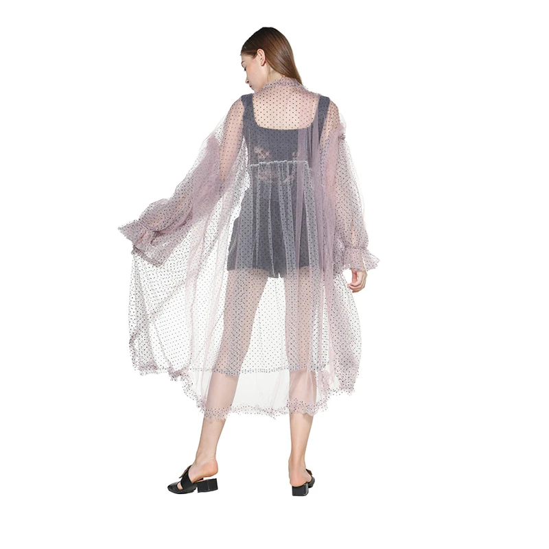 Женское длинное Сетчатое платье GetSpring свободное пляжное многослойное в горошек с