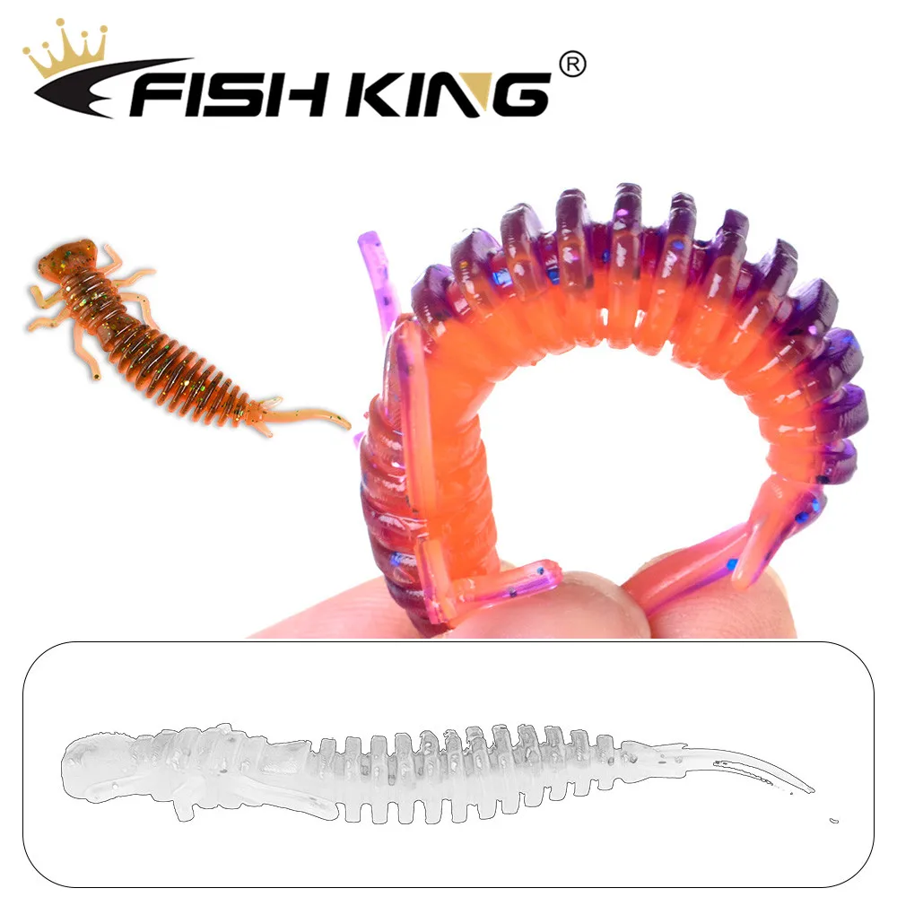 FISH KING Larva мягкие приманки 50 мм 76 мм 89 мм Искусственные приманки рыболовный червь силиконовые Гольян бас Щука Swimbait джигггинг пластиковые приманки
