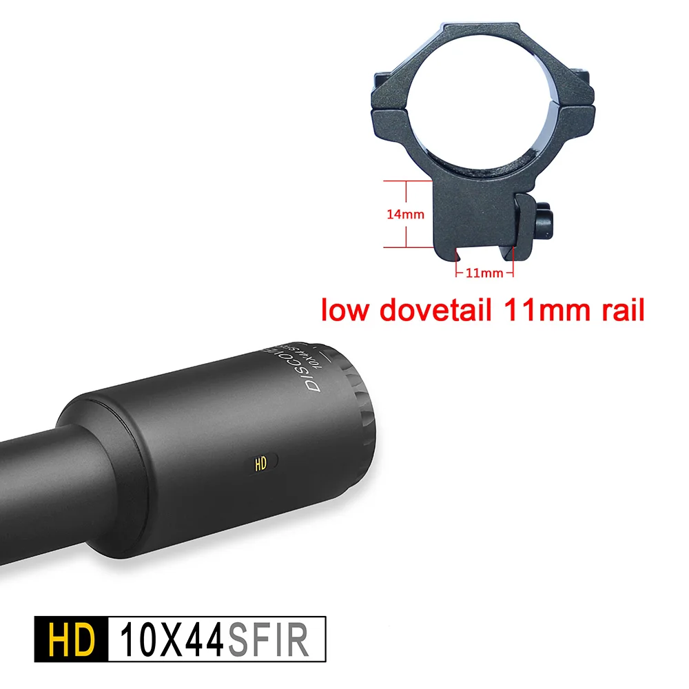 Дискавери HD 10x44 SFIR DLTW SFP IR-MIL оптический прицел для снайперской тактической стрельбы и охоты с подсветкой - Цвет: low dovetail 11mm ra