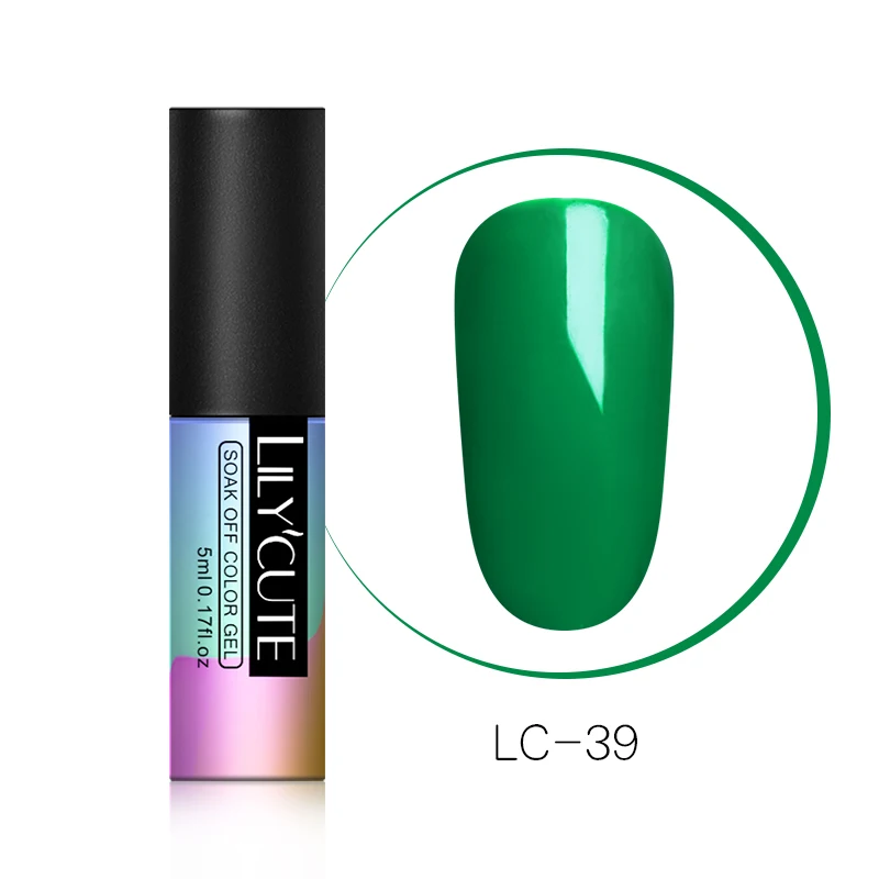 LC-39 LILYCUTE зеленый УФ-гель для ногтей Vernis полуперманентный дизайн ногтей украшение чистый Гель-лак для маникюра дизайн ногтей 5 мл - Цвет: LC-39