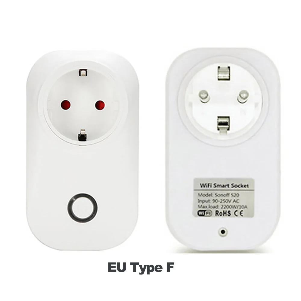 Sonoff S20 EU WiFi Smart Socket Home Wireless Plug Outlet Timer Wifi Switch APP Controller Work With Alexa | Электроника