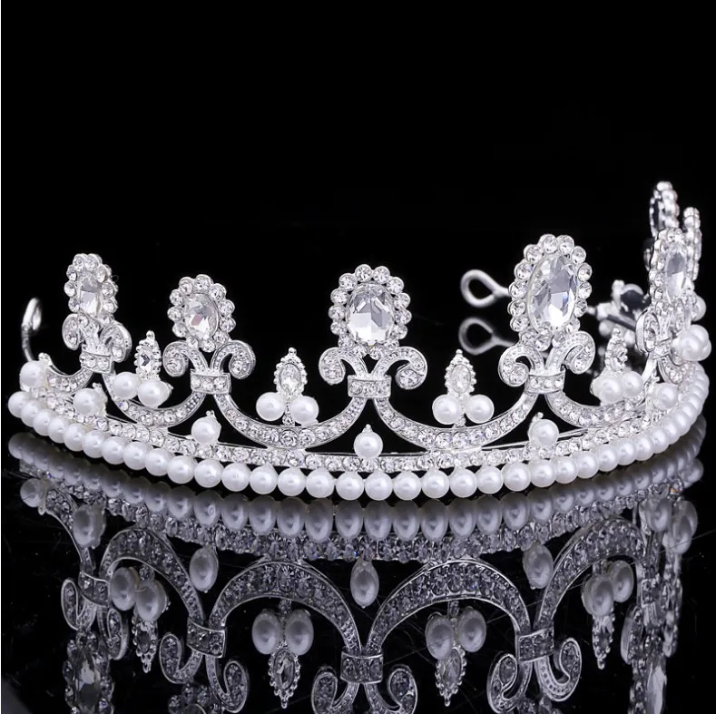 2020 новый стиль барокко синий красный кристалл жемчужная свадебная корона тиара