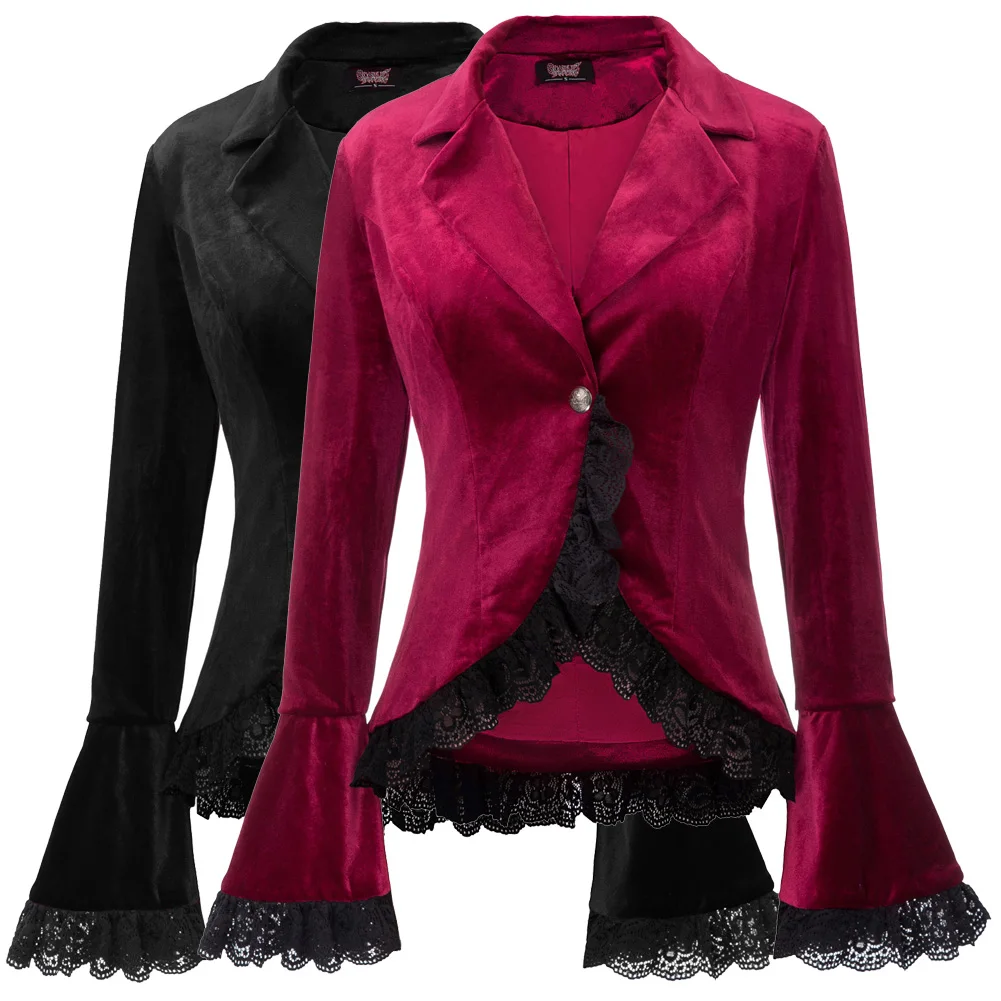 Женское пальто в стиле стимпанк викторианском готическом кружевная куртка с