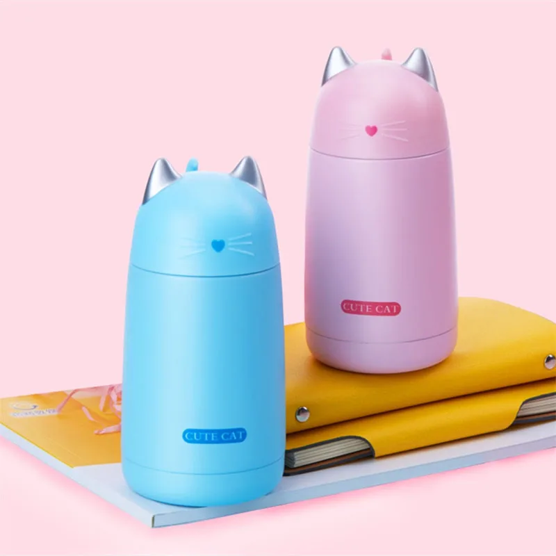 330ml New Thermos Cup Cute Cartoon Cat Thermo Mug Drinkware Kids Water Bottle Stainless Steel Vacuum Leak-proof Insulation Cup