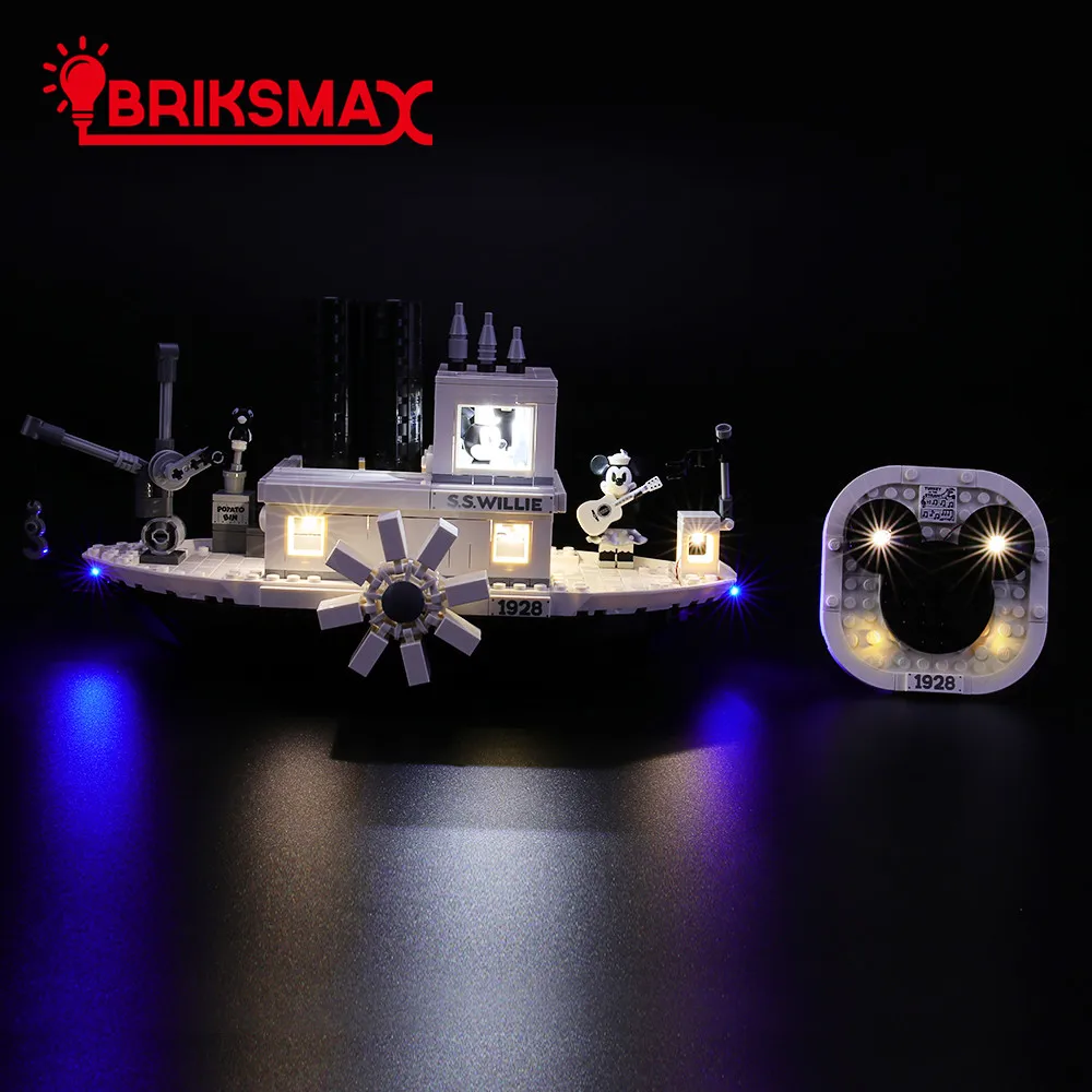 BriksMax Led Light Up Комплект для идей Steamboat Willie строительные блоки, совместимые с 21317(не включает модель