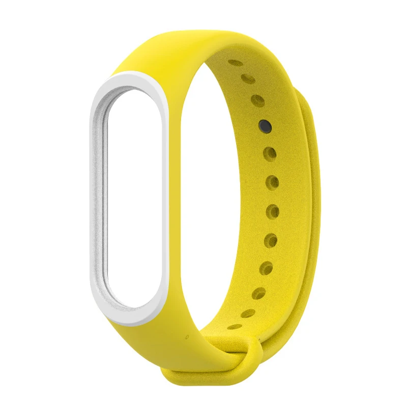Yellow-white Ремешок для Xiaomi Mi, 4 ремешка, силиконовый ремешок для Xiaomi Mi, 4 аксессуары, сменный Браслет, два цвета, ремни - Цвет: Yellow-white