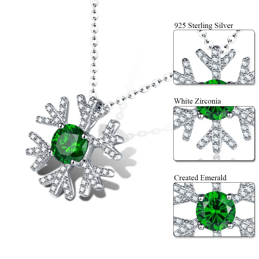DOUBLE R классика снежинка созданная изумрудом подвески настоящее Твердое Серебро