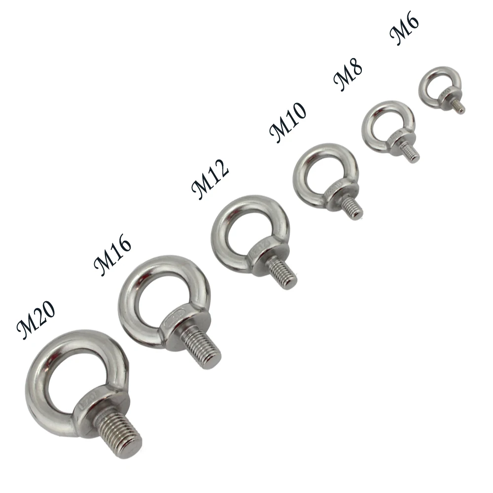 

Stainless Marine Heavy Duty Lifting Eye Bolt DIN580 Eye Bolt Ring Screw Loop Hole for Cable Rope 5pcs M6 M8 M10 M12 M16 M20