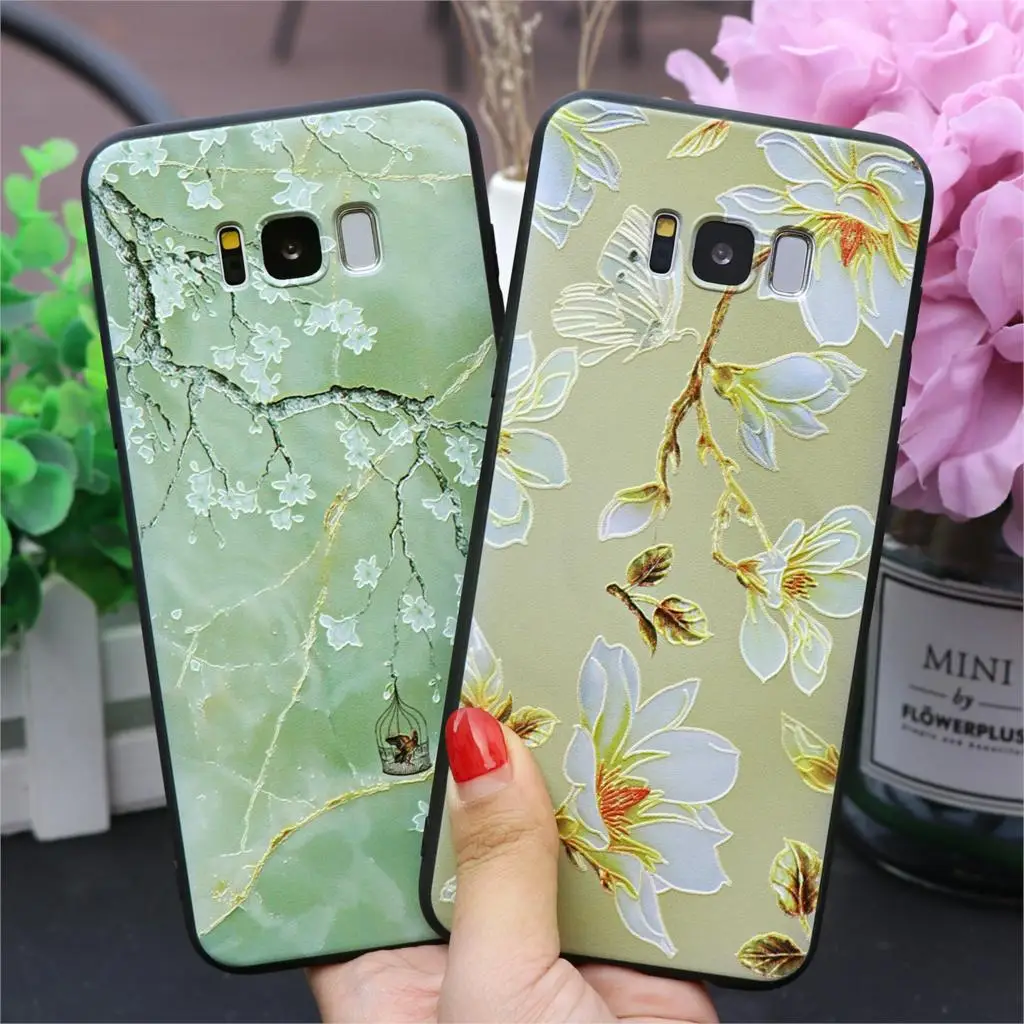 3D рельефный силиконовый цветок чехол для ТПУ samsung Galaxy S8 S9 плюс S10 плюс S10e чехол для Galaxy J5 A5 A7 Note 8, 9