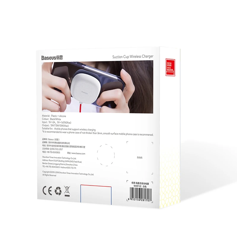 

Baseus Suction Cup Qi Wireless Charger For iPhone Xs Max Xr X 8 Plus 10W Fast Charger Wireless Charging Pad For Samsung S9 S8 S7