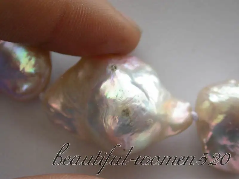 

Z3050 18" 32mm pink lavender baroque keshi reborn pearl necklace