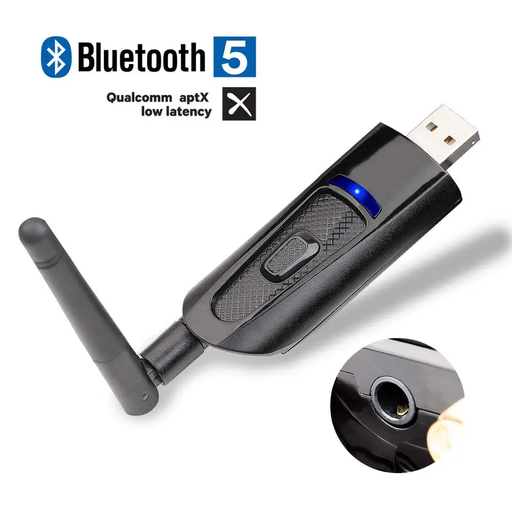 Bluetooth 5 0 USB Aux AptX аудио передатчик с низкой задержкой и двойным соединением