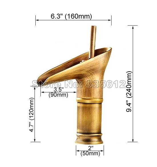 Смеситель для ванной комнаты с античной латунной отделкой в стиле ретро |