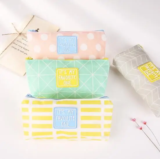 

Fresh simple canvas Pencil Case zipper pencil bag Storage Organizer Bag for kids gift School Supply Escolar