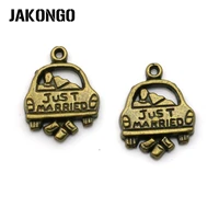 jakongo antique bronze plated just married charm pendant bracelets jewelry findings accessories making craft diy 12x16mm