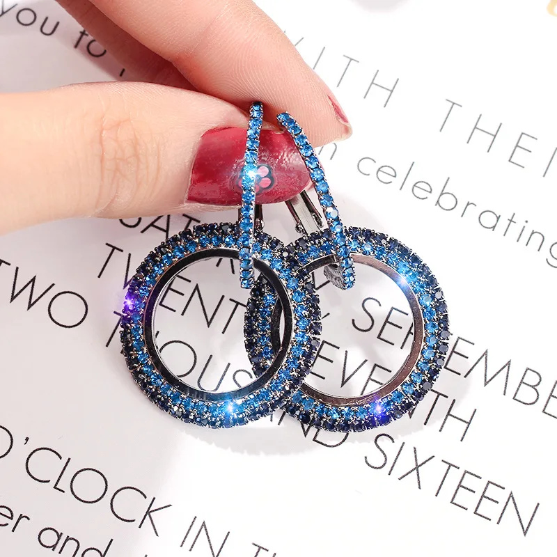 Новинка серьги Стразы из серебра 925 пробы с круглыми кристаллами от Swarovski