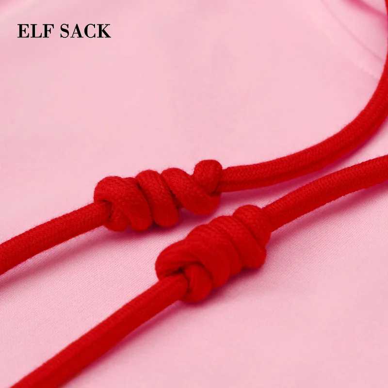 Женский хлопковый свитер ELFSACK однотонный Свитер оверсайз с капюшоном в стиле
