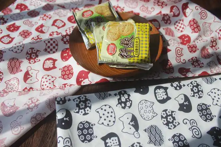 Японский стиль большой носовой платок furoshiki хлопок 100%/принт кошки/много