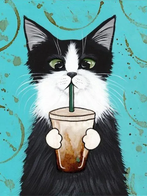 7219 Evershine DIY Diamond Embroidery Cat Diamond Painting Full Square Rhinestones Cartoon Animals Diamond Mosaic Home Decoration - Цвет: 7219