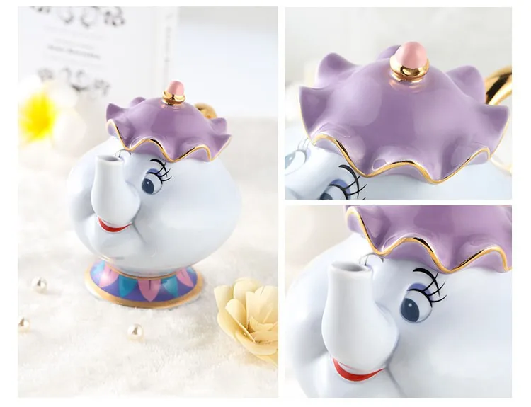Красота и чудовище чайный сервиз Mrs Potts чип чайный горшок чашка набор прекрасный фарфор кофе креативный Рождественский подарок горшок+ чашка+ сахарница