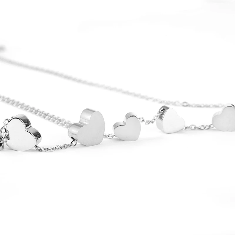 Mini Three Heart Pendant Necklace For Women Best Friends Choker Stainless Steel Rose Gold Silver Color Chain Jewelry Gift | Украшения и