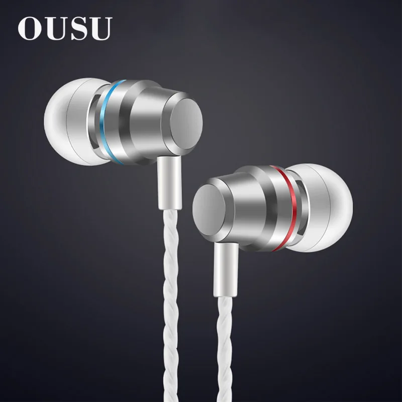OUSU мини наушники с микрофоном шумоподавлением проводные hi fi бас для Apple xiaomi