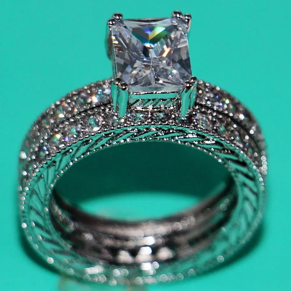 Женский свадебный набор колец с покрытием из белого золота размер 5-10 | Украшения