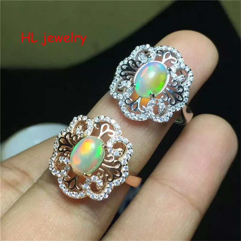 Австралийские кольца из натурального огненного опала 7x9 мм овальные женские