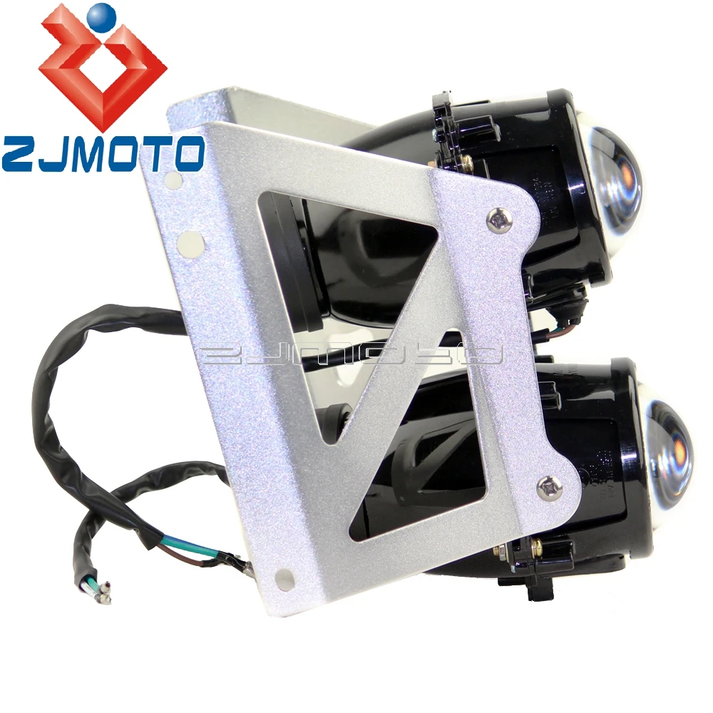 1 комплект Мотоцикл Streetfighter лампы проектора сборки Twin фары для Sachs Madass 50 125 450 500