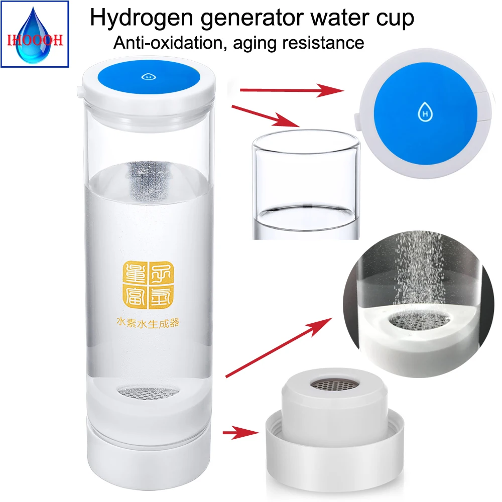 

Healthy Gift For Mom Anti-Aging Hydrogen Rich Water Generator Glass Cup SPE/PEM ORP Alkaline Pure H2 Electrolysis Ionizer