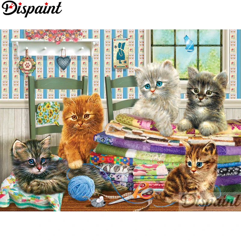 Картина из страз Dispaint &quotКошка&quot квадратная/круглая 5D сделай сам вышивка