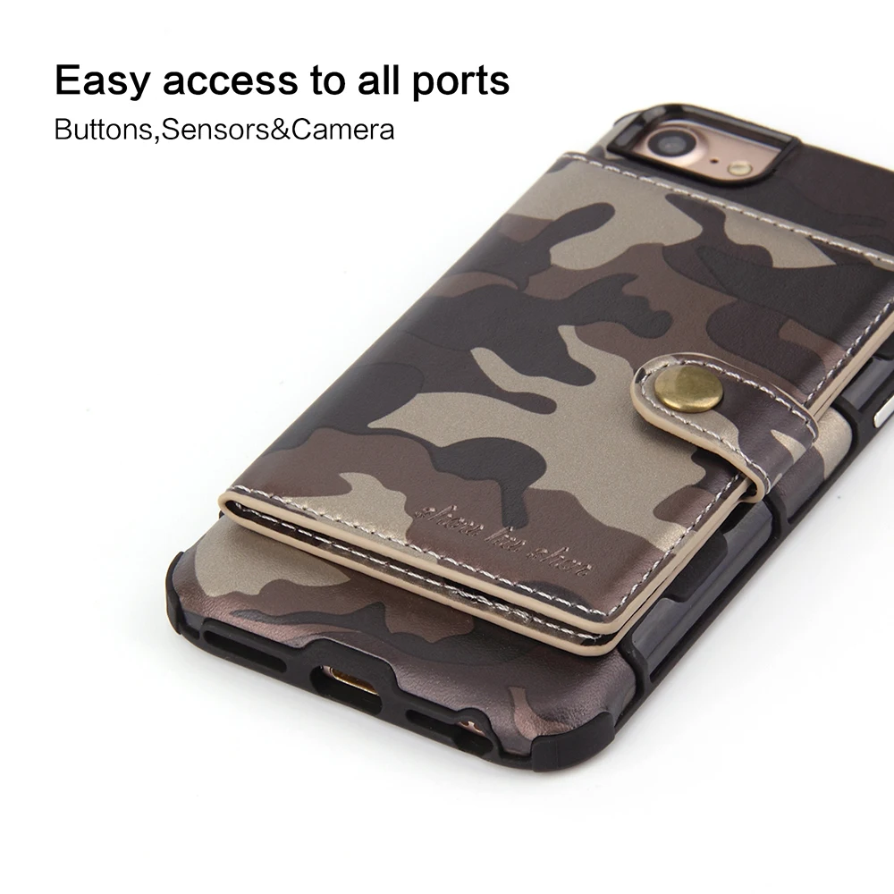 Чехол для телефона Amy Camo iphone XS Max XR 8 7 Plus кожаный чехол-кошелек чехлы 6 6s камуфляжный