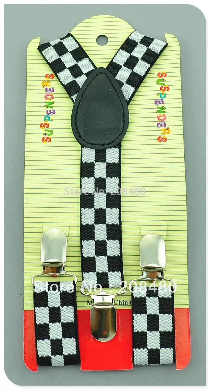 Свободные Детские подтяжки в клетку/шахматную клетку #2 Эластичные для мальчиков