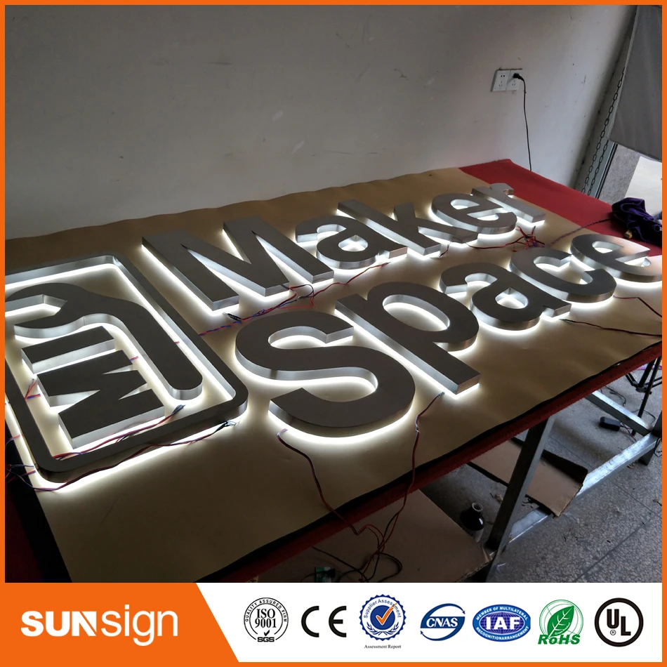 Выход фабрики наружной рекламы с подсветкой из нержавеющей стали светодиодные