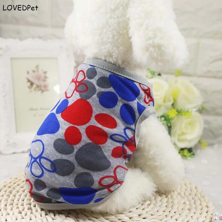 Милая Одежда для собак летняя хлопковая Футболка с изображением щенка Майки кота