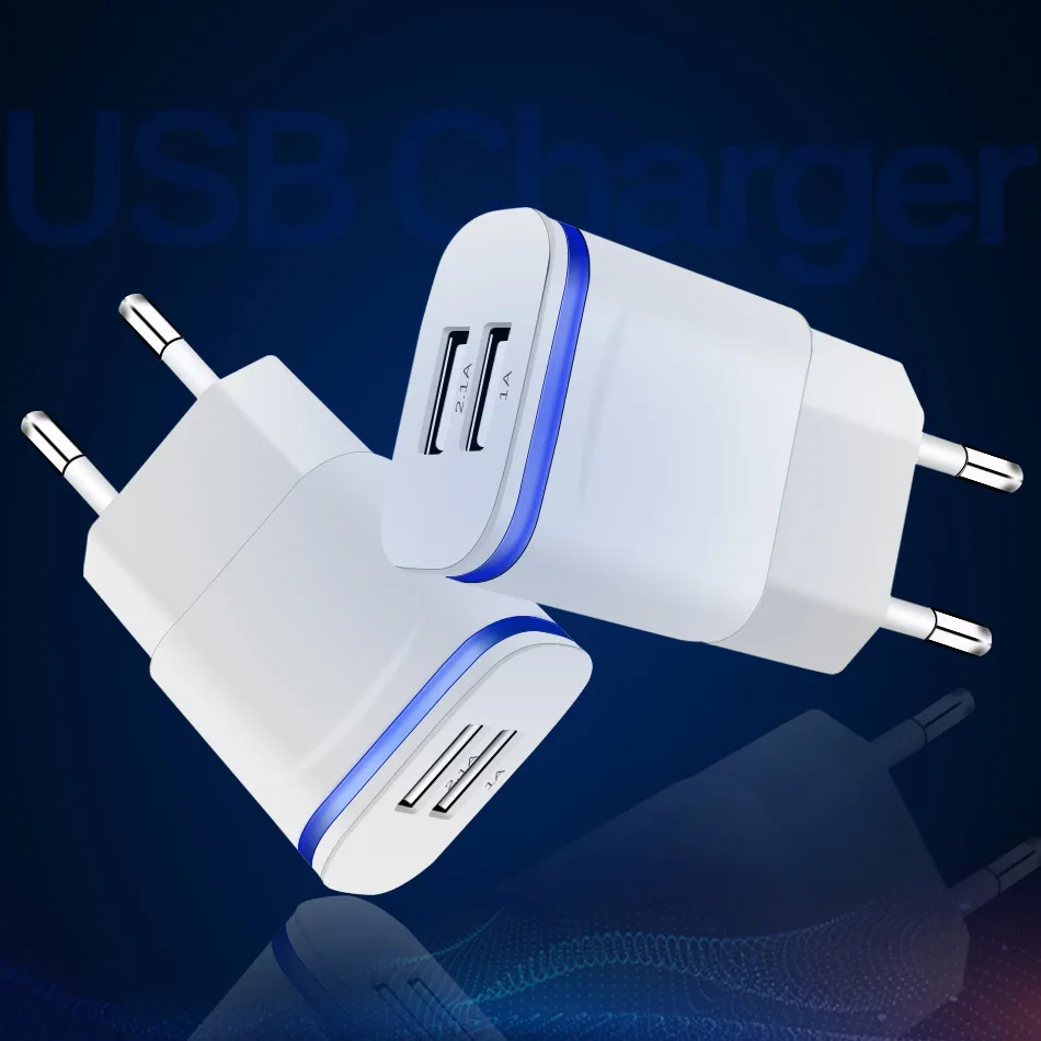 CinkeyPro 2-Порты USB Зарядное устройство для XiaoMi iPhone 7 8 Светодиодная лампа Samsung 5 V/2.1A, ВЫСОКАЯ ЧЁТКОСТЬ, быстро заряжающийся мобильный телефон, Универсальный переходник для розетки
