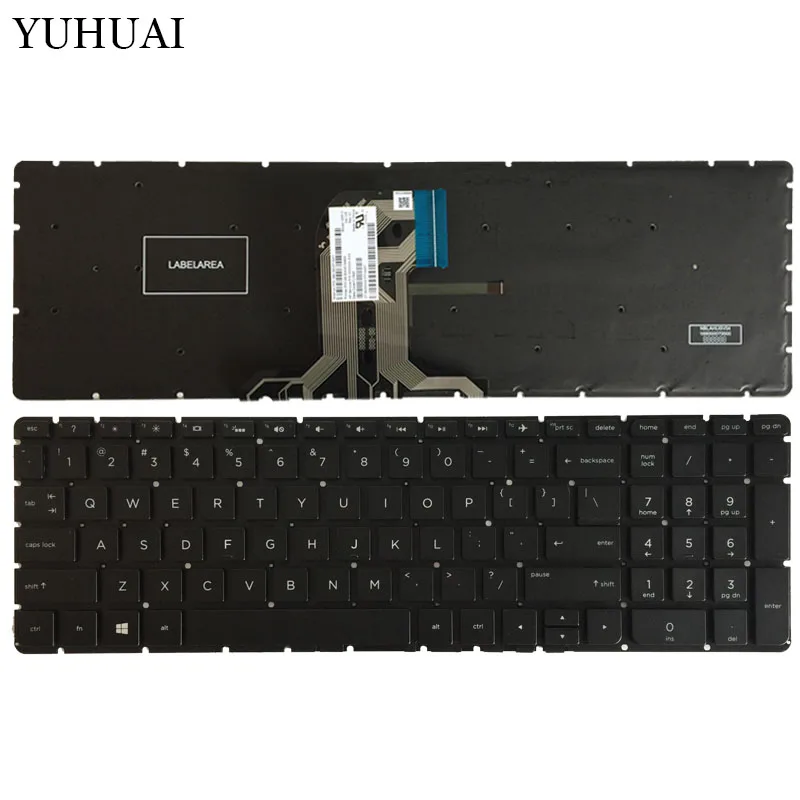 Клавиатура для ноутбука HP 15-ba 15-ba000 15-ba100 15-bd 15-bd000 15-bd100 15-bf 15-bf000 черная без рамки с