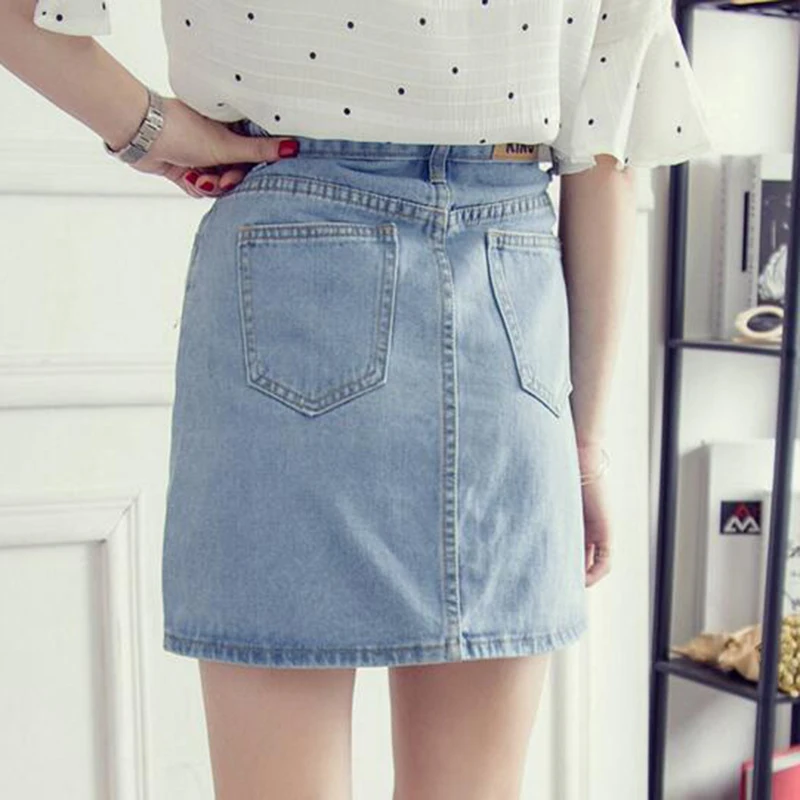 Новые стильные летние повседневные трапециевидные джинсовые юбки для женщин с