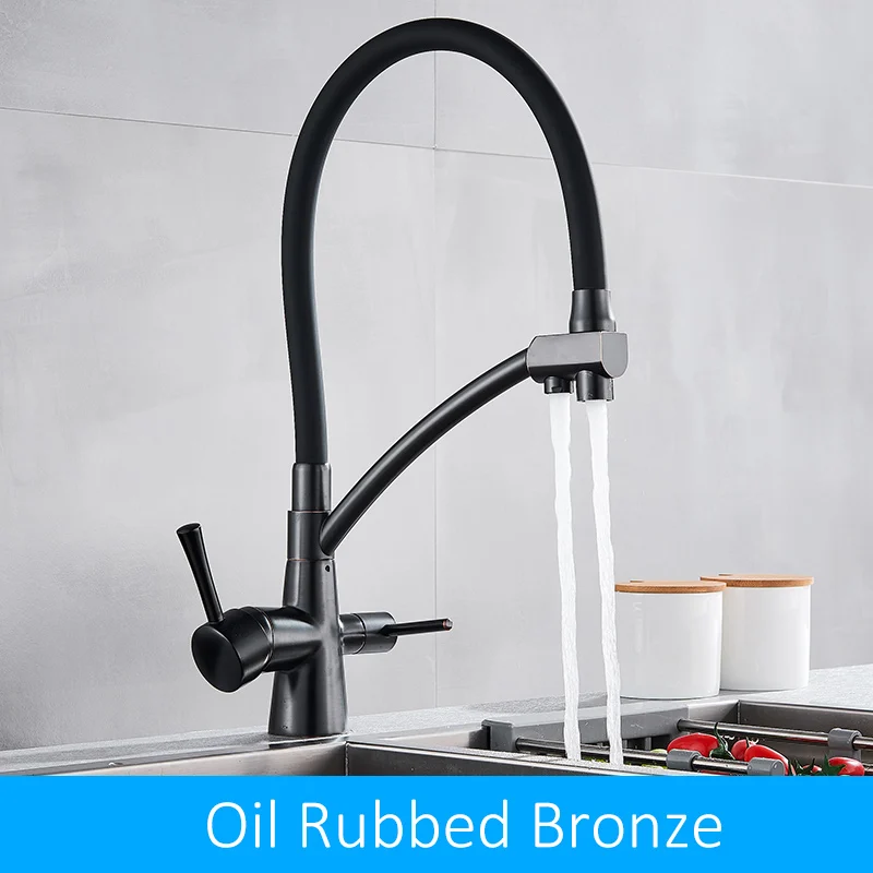 Oil Rubbed Bronze Фильтр Quyanre, кухонный кран 3 в 1, очиститель, кухонный питьевой фильтр, кран для воды, кран для кухни, смеситель, фильтрованный кран - Цвет: Oil Rubbed Bronze