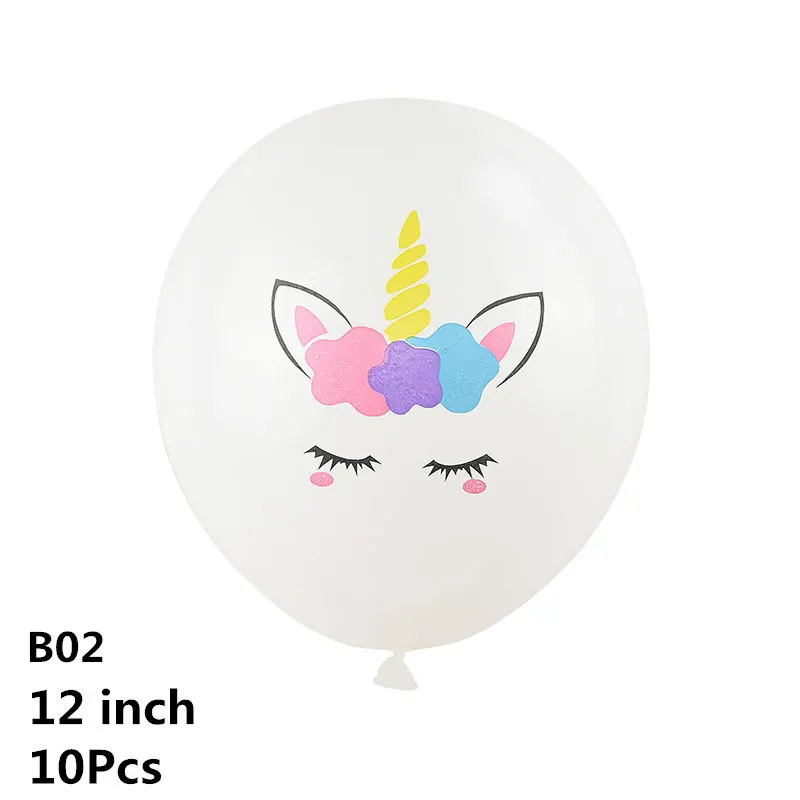 b02-10pcs 10 шт. 12 дюймов Единорог латексные шары Набор DIY мультфильм Лошадь Единорог шары принцесса день рождения украшения свадебные шары - Цвет: b02-10pcs