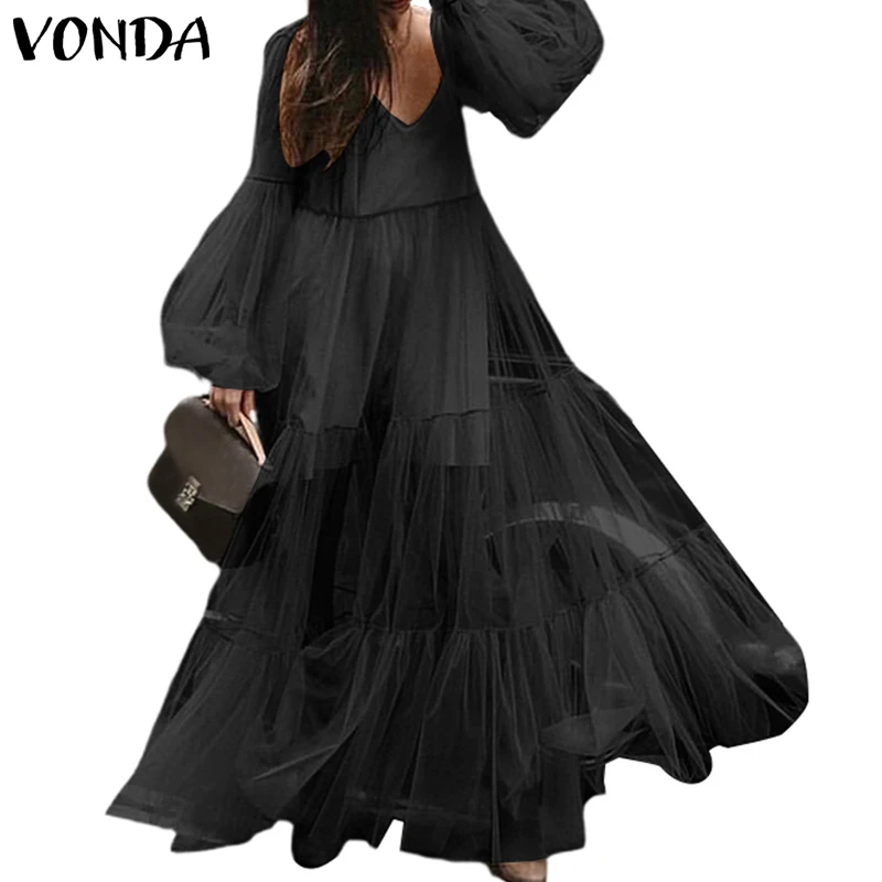 VONDA, платья для беременных, свободные, большие размеры, платье, сексуальное, v-образный вырез, фонарь, длинный рукав, высокая талия, макси платья, платье для беременных