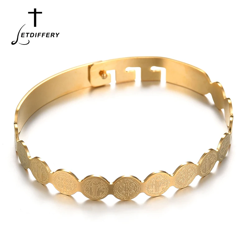 Letdiffery тон Saint Benedict Винтаж религиозная медаль браслеты защита Медаль Крест