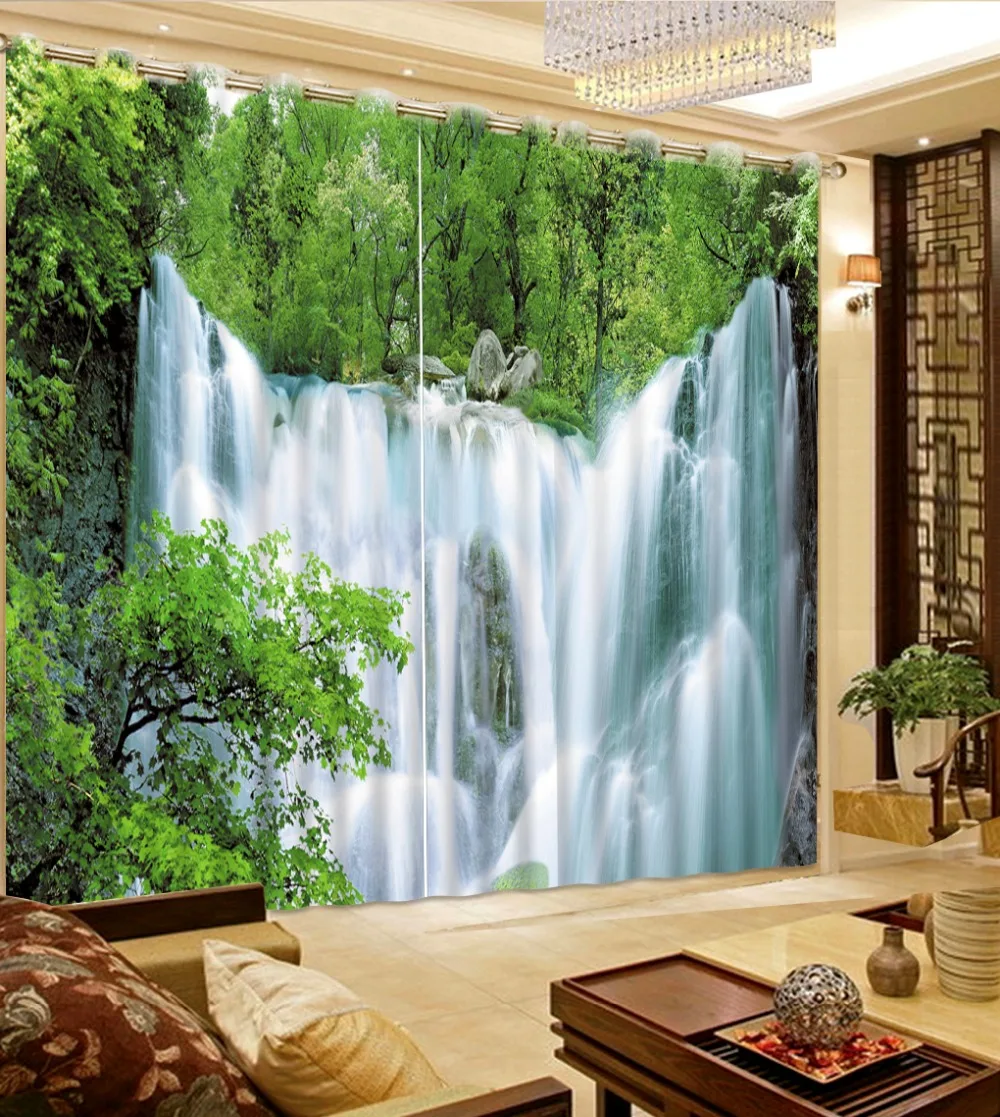 

Beautiful Waterfall Nature Scenery Blackout Curtain 3D Photo Window Curtains For Living Room Bedroom Luxury Curtains