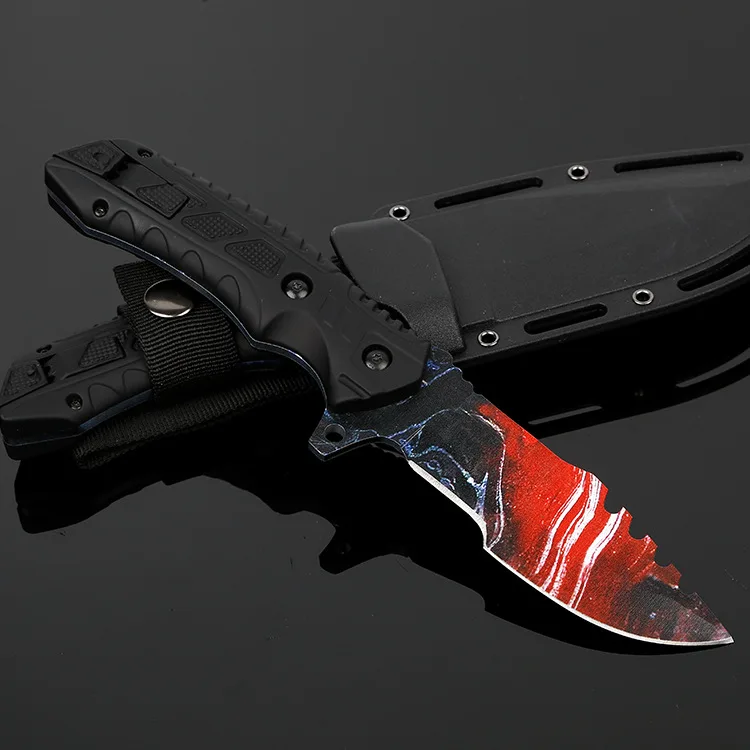 red color Высокопрочный тактический нож с 3d-печатью, прямой нож, лезвие пилы, прямой нож для выживания, кемпинга, открытый инструмент - Цвет: red color