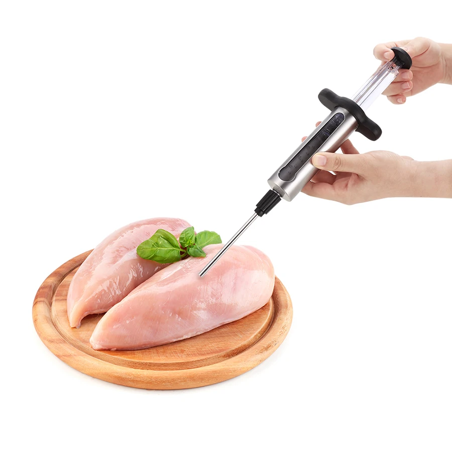 1.5 унц. мясо шприц-инжектор Турции маринад инжектор мясо, приправы инжекторы Кухня шприцы Инструменты для шашлыков с 2 Иглы шприц для мяса Стальной Шприц для маринада с 2 иглами для мяса