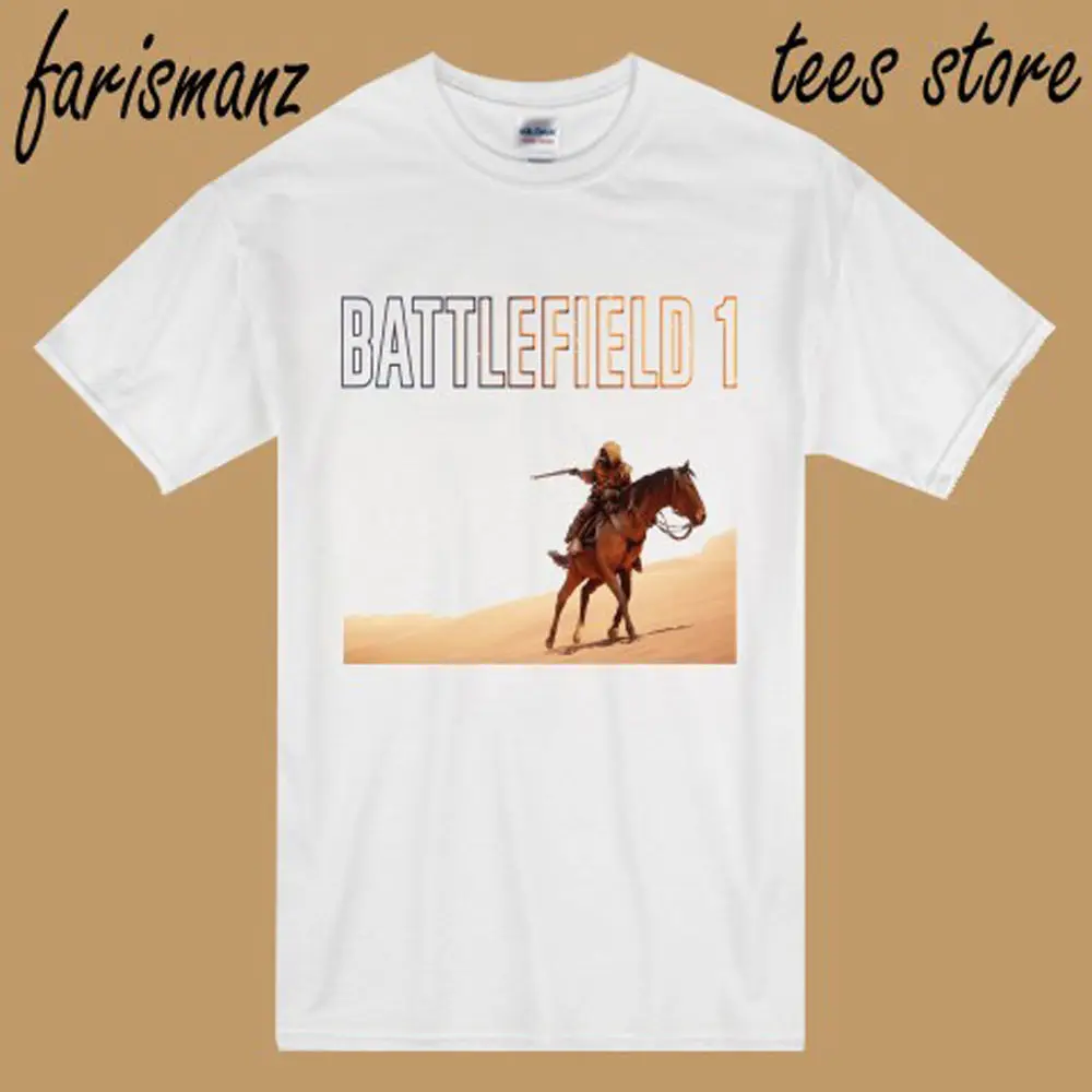 Новая мужская белая футболка с логотипом Battlefield 1 Famous FPS Game крутая Повседневная